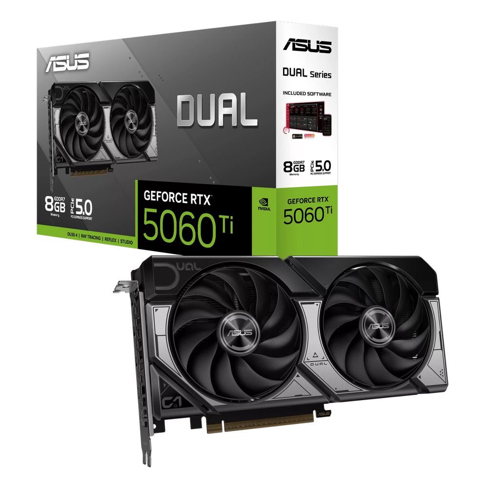 Видеокарта ASUS RTX5060Ti DUAL 8GB GDDR7 128bit 3xDP HDMI 2FAN RTL (DUAL-RTX5060TI-8G)