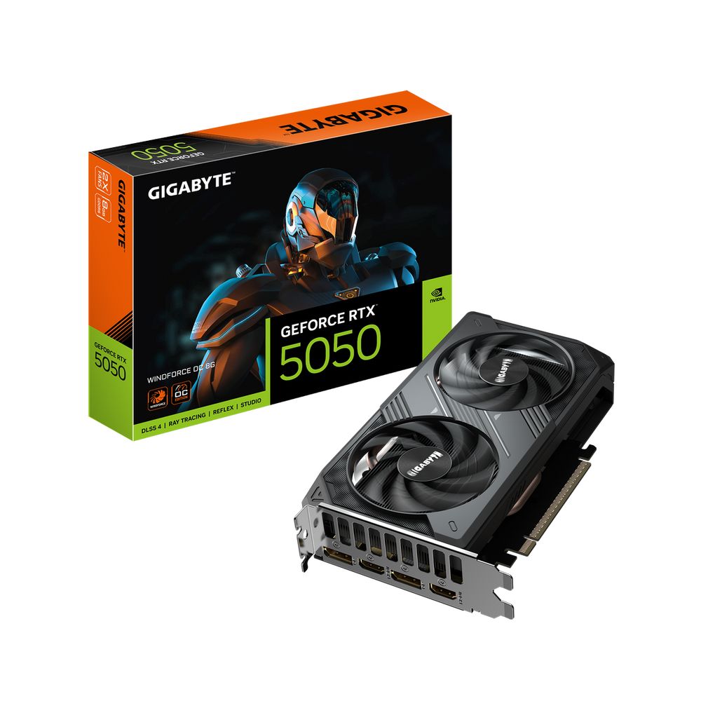 Видеокарта Gigabyte RTX5050 WINDFORCE OC 8GB GDDR6 128bit 2xDP 2xHDMI 2FAN RTL