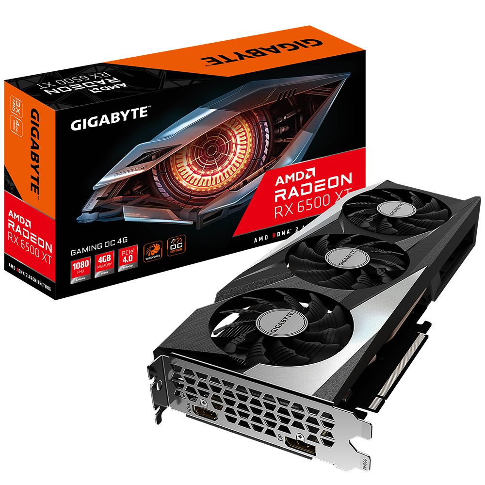 Видеокарта Gigabyte Bad Pack RX6500XT GAMING OC 4GB GDDR6 64bit HDMI DP (310561)