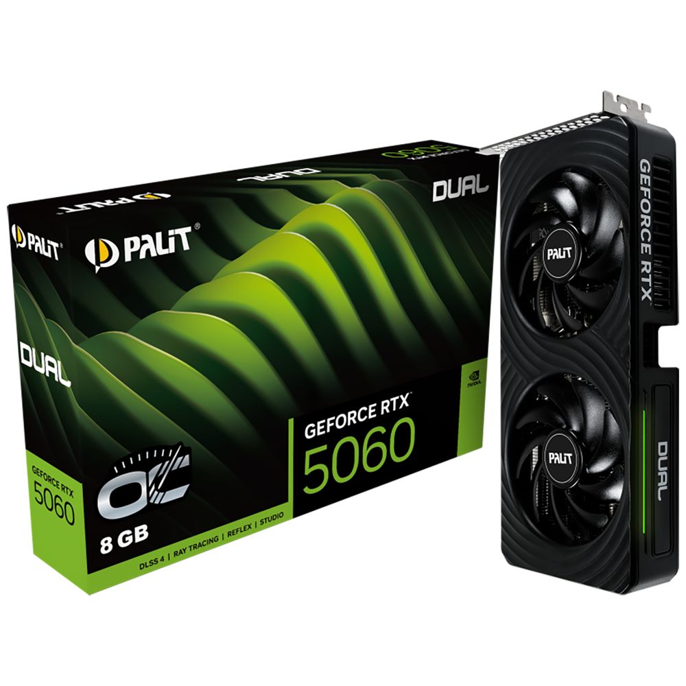 Видеокарта Palit RTX5060 DUAL OC 8GB GDDR7 128bit 3xDP HDMI 2FAN RTL