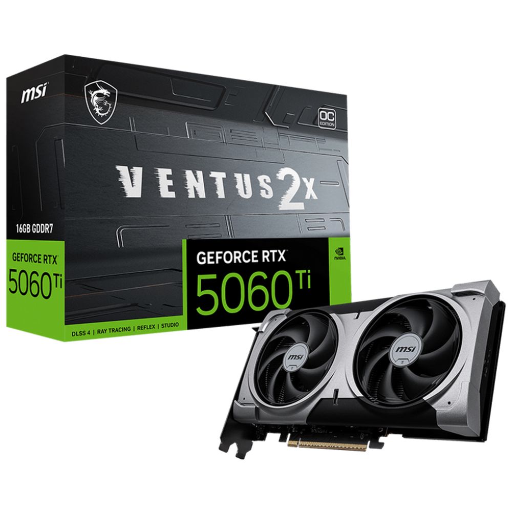 Видеокарта MSI RTX5060Ti VENTUS 2X OC PLUS 16GB GDDR7 128bit 3xDP HDMI 2FAN RTL