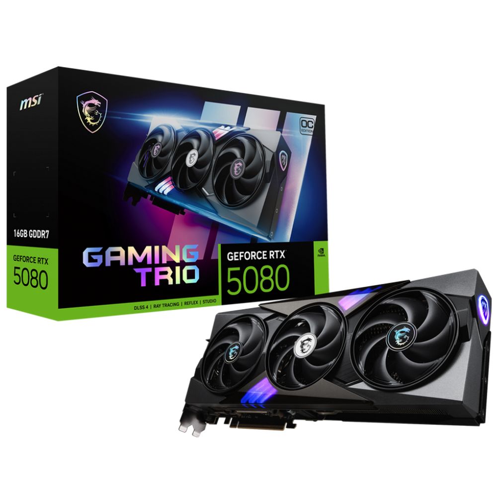 Видеокарта MSI RTX5080 GAMING TRIO OC 16GB GDDR7 256bit 3xDP HDMI 3FAN RTL